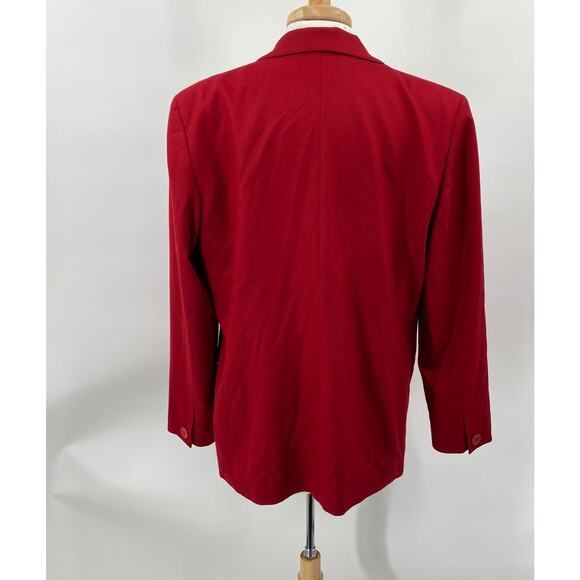 Vintage Pendleton Wool Blazer Single Breasted Button Down Pockets Red Womens 14 - Picture 5 of 12